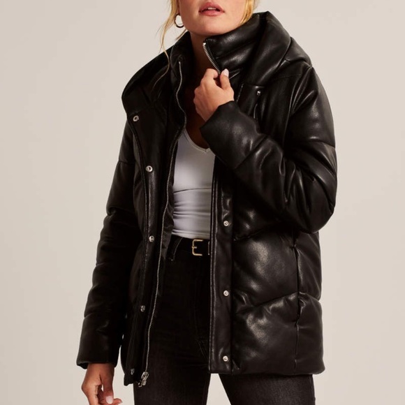 Abercrombie & Fitch Jackets & Blazers - Ultra Mid-Length Vegan Leather Puffer